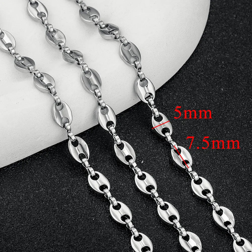 1 Meter Stainless Steel Chain Oval Heart Dolphin Hip Hop NK Cable for DIY Necklace Bracelet Jewelry Making Accessories Wholesale