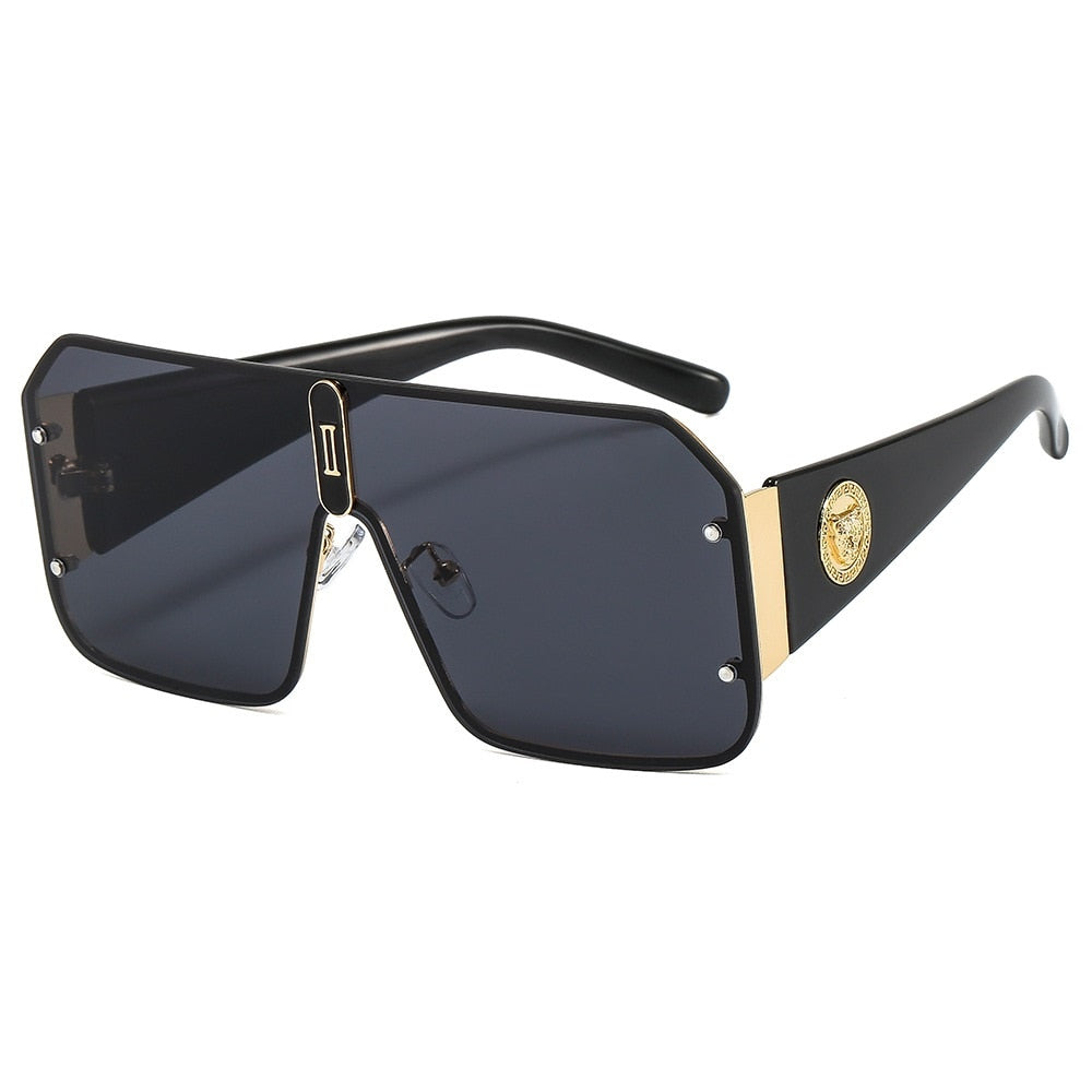 New personality leopard head one piece sunglasses fashion street shooting men and women sunglasses European and American big-nam