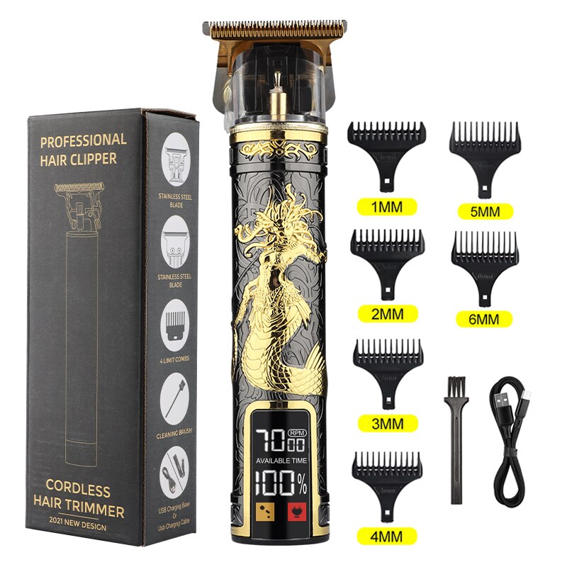 HIENA White Set Dragon Professional Hair Clipper Cordless Hair Trimmer For Men Shaver Hair Cutting Machine Barber Machin Beard
