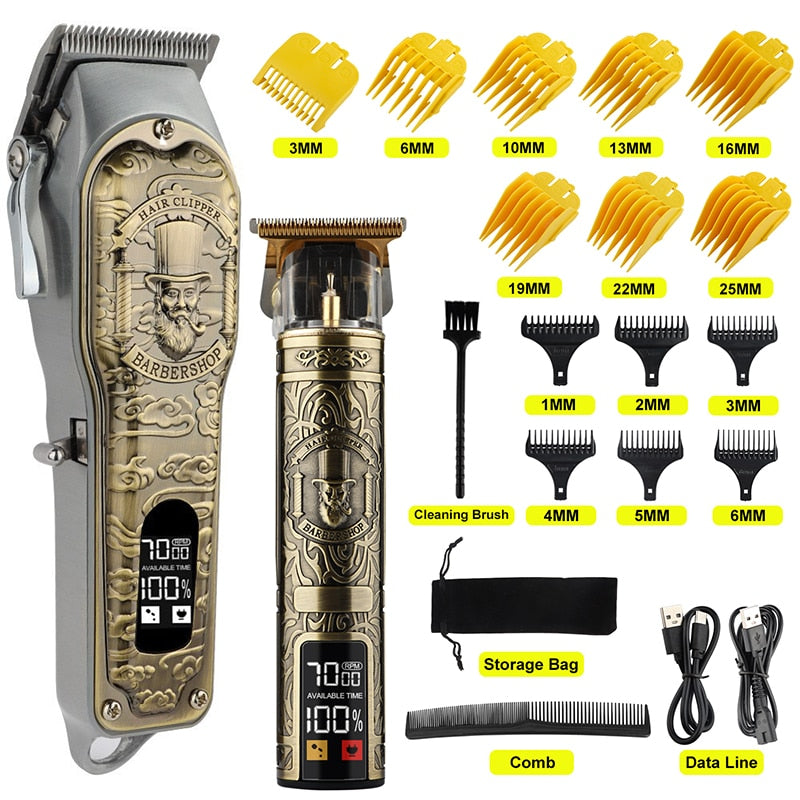 HIENA White Set Dragon Professional Hair Clipper Cordless Hair Trimmer For Men Shaver Hair Cutting Machine Barber Machin Beard