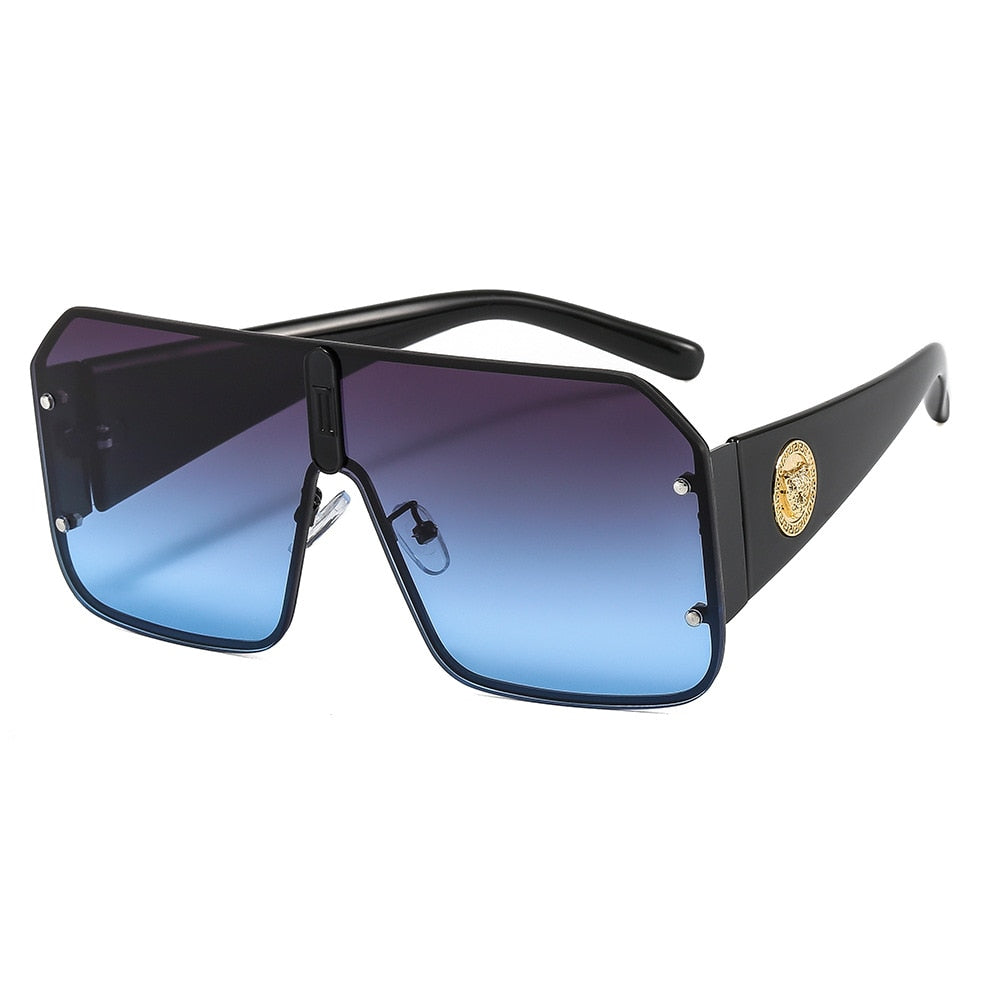 New personality leopard head one piece sunglasses fashion street shooting men and women sunglasses European and American big-nam