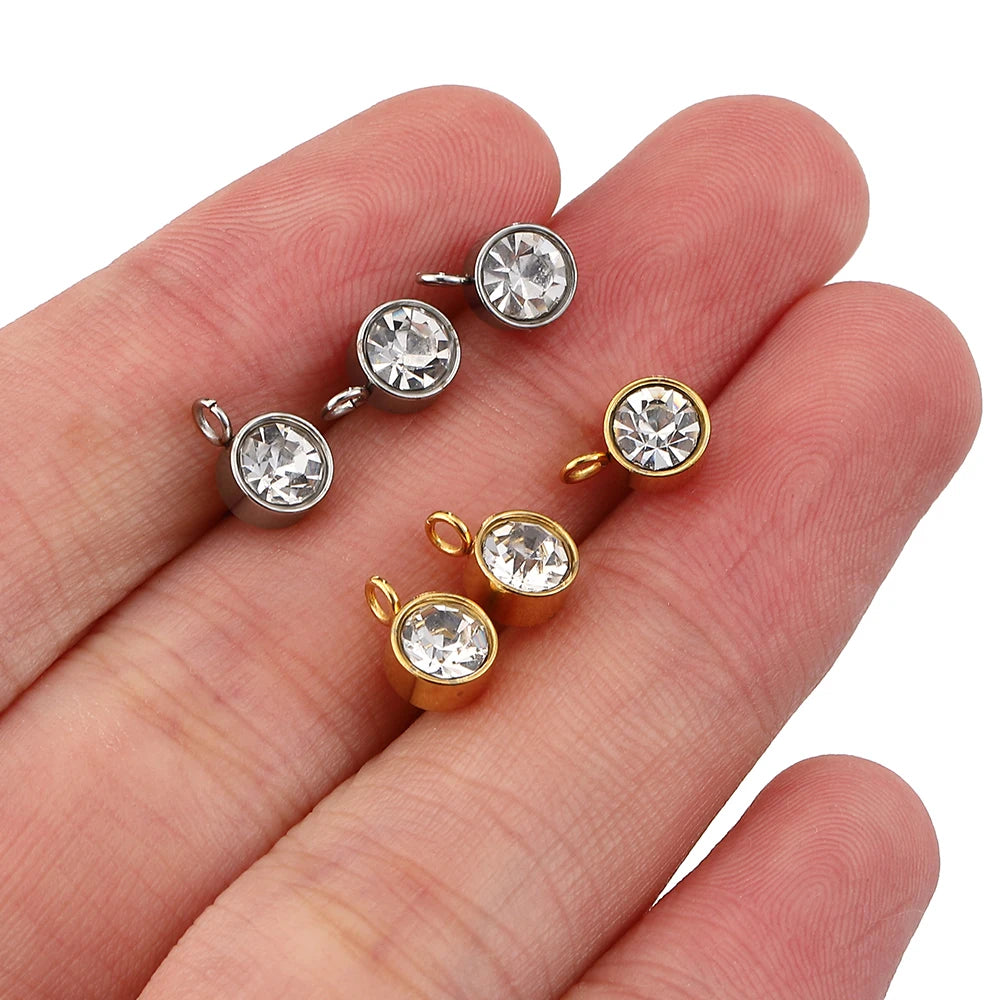 100pcs/20pcs Stainless Steel Rhinestone Earring Posts Gold Color Ear Studs with Loop Rings DIY Earrings Jewelry Making Supplies