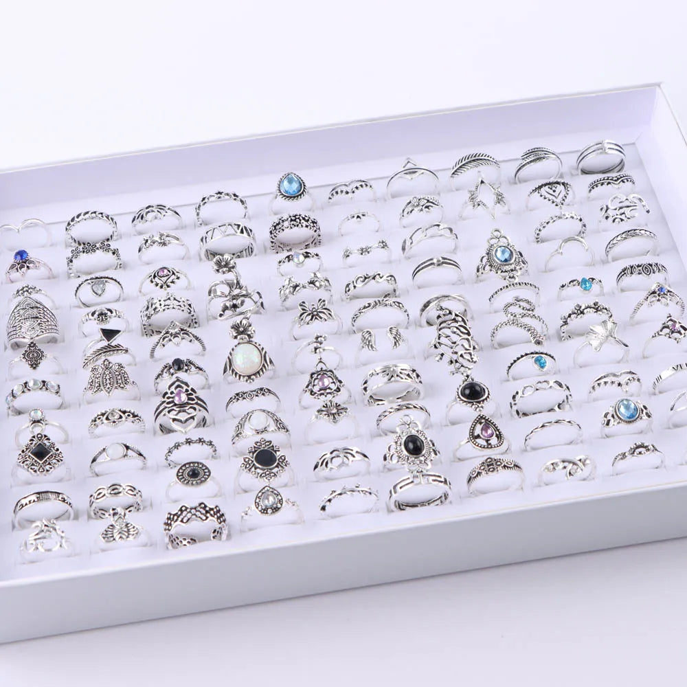 20Pcs/Lot Punk Snake Animal Hollow Star Moon Kuncle Rings for Women Joint Finger Mix Style Jewelry Party Gifts