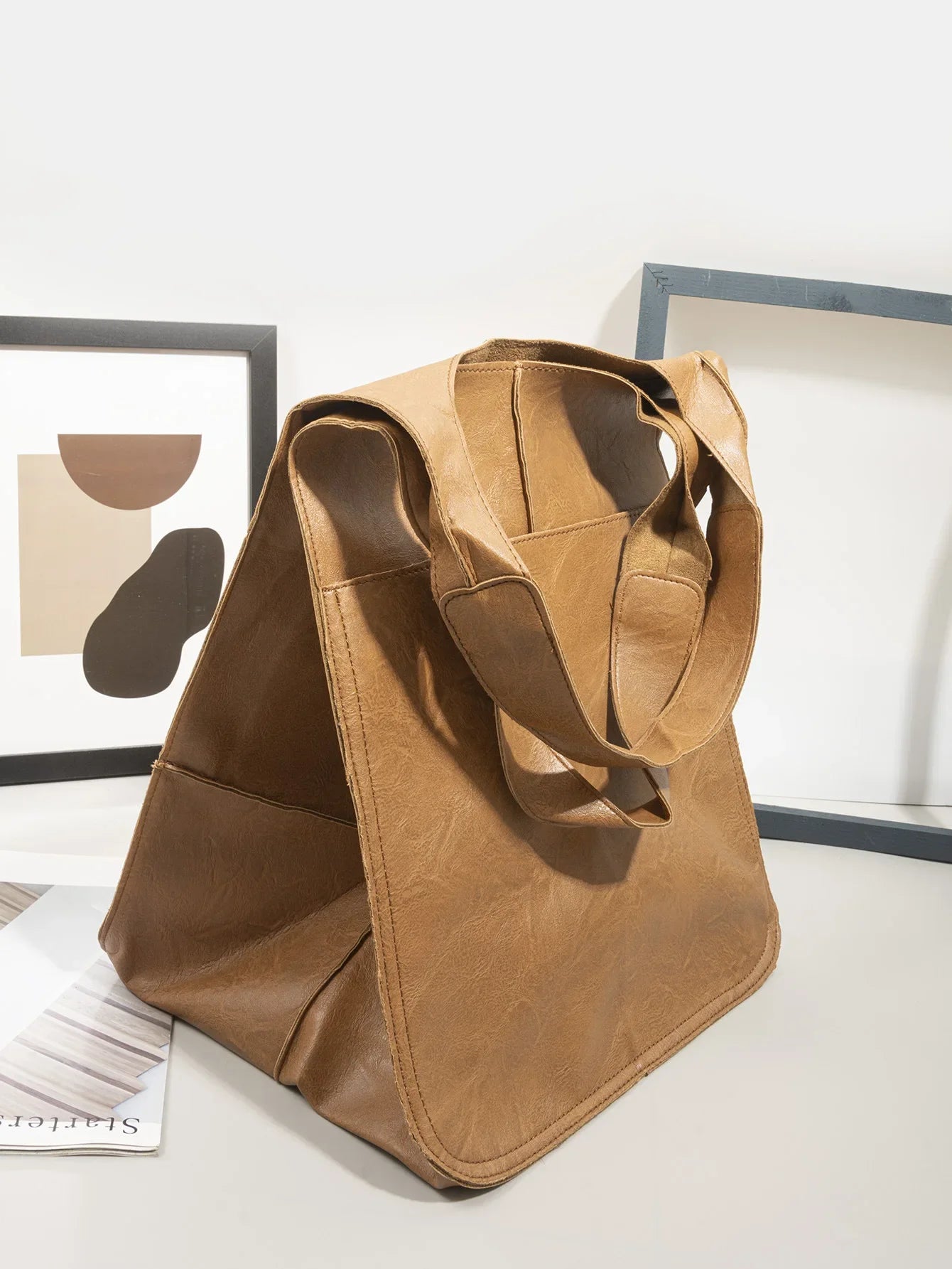 Leather Hasp Bucket Bags Women Handbags Interior Zipper Pockets Shoulder Bags Totes Vintage Style Large Capaccity Soft