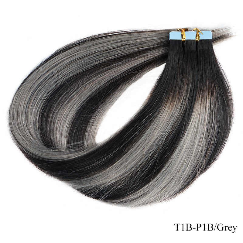 Veravicky Hair Tape In Hair Extensions Natural Human Hair Tiny Interface 4x0.8cm Skin Weft Remy 10pcs 16-24 inch For Thin Hair