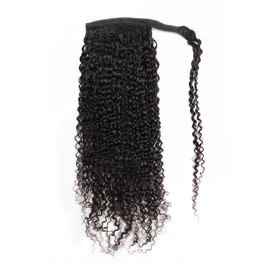Kinky Curly Ponytail Human Hair 65g/100g/145g Wrap Around Clip In Hair Extension Natural Color Remy Indian Hair 28 Inch