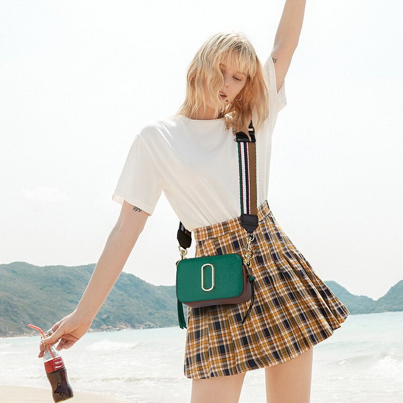 Diinovivo High Quality Square Bag For Women Crossbody Bag PU Leather Shoulder Bag Wide Strap Fashion Panelled Camera BagWHDV2411