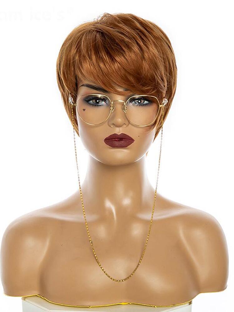 Short Afro Wig for Women Fashion Short Hair Wig Cute Boy Cut Pixie Hairstyle Heat Resistant Blonde Synthetic Wigs with Bangs