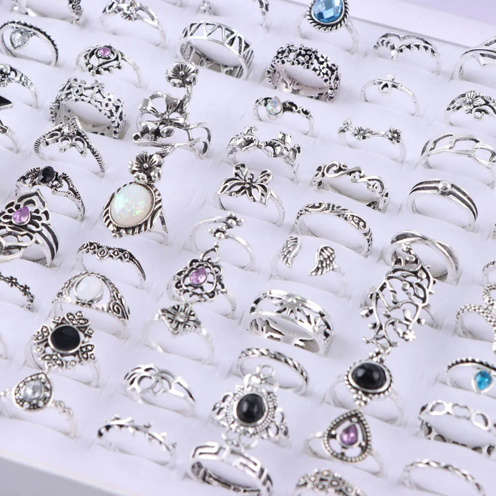20Pcs/Lot Punk Snake Animal Hollow Star Moon Kuncle Rings for Women Joint Finger Mix Style Jewelry Party Gifts