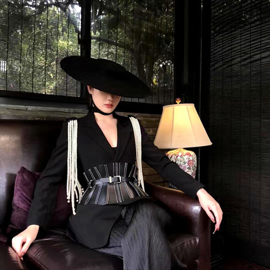 Black Wide Brim Wool Felt Hat Chic Floppy Warm Winter Trilby Hat Church Dress Wedding Fedora Jazz Cap Fashion Men Women Panama