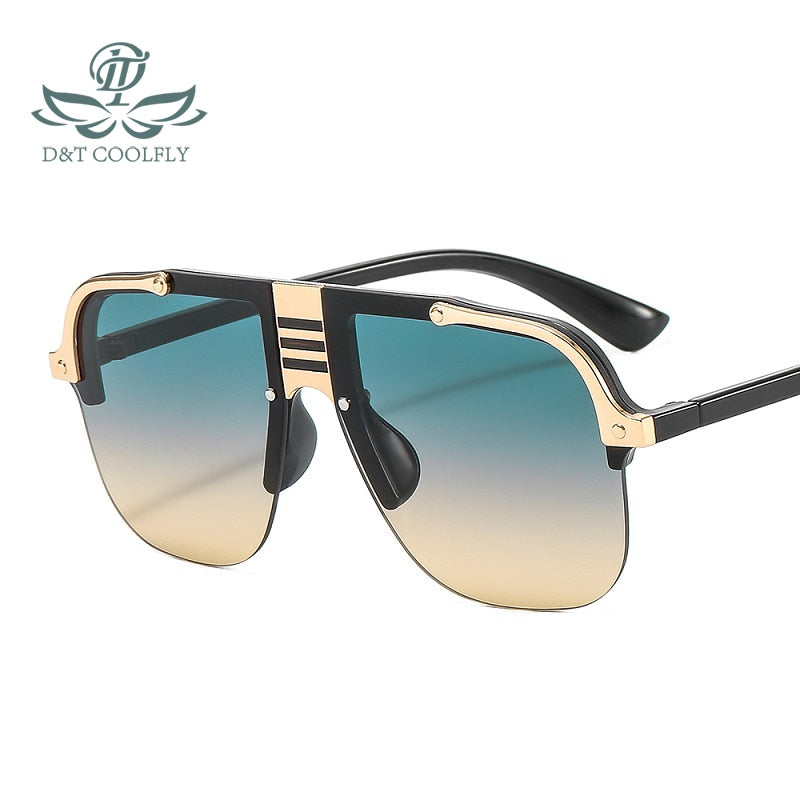 D&amp;T 2021 New Fashion Sunglasses Women Men Shield Gradients Lens Metal Alloy Frame Trend Luxury Brand Designer Sun Glasses UV400