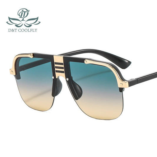 D&amp;T 2021 New Fashion Sunglasses Women Men Shield Gradients Lens Metal Alloy Frame Trend Luxury Brand Designer Sun Glasses UV400