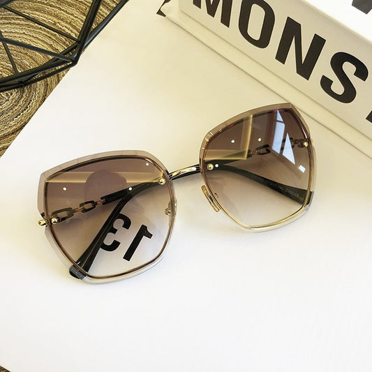 Famous Brand Design Rimless Women Sunglasses Luxury Glasses Lady Sun glass Woman 2023 Gradient Pink Blue Lens Eyeglasses Square