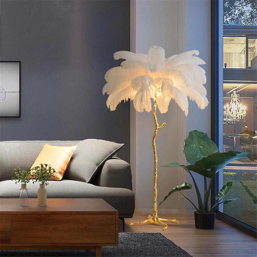 Nordic Floor Lamps Feather Living Room LED Dining Room Bedroom Modern Lamp Stand Interior Lighting Art Floor Light Standing Lamp