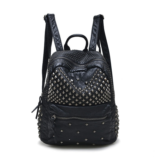 2023 New Fashion Women Backpacks Washed Leather Backpacks Lady Girls Travel Women Bags Rivet Backpacks Student School Bag Hot