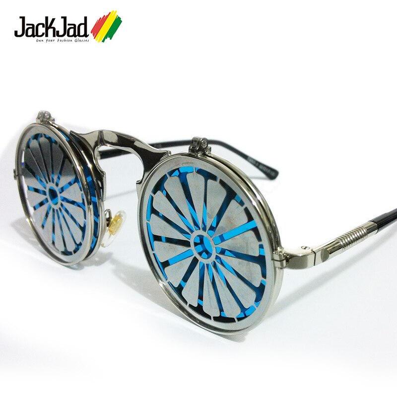 JackJad 2020 Fashion Steampunk Gothic Vintage Clamshell Sunglasses Men Women Personality Round Style Sun Glasses Oculos De Sol