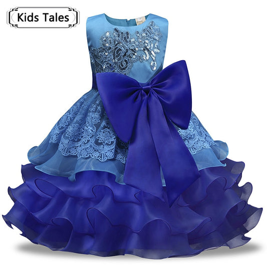 Formal Dress Ball Gown Elegant Dresses for Summer Girls 2022 Princess Party Dress Baby Kids Clothes Christmas Blue Child Gift
