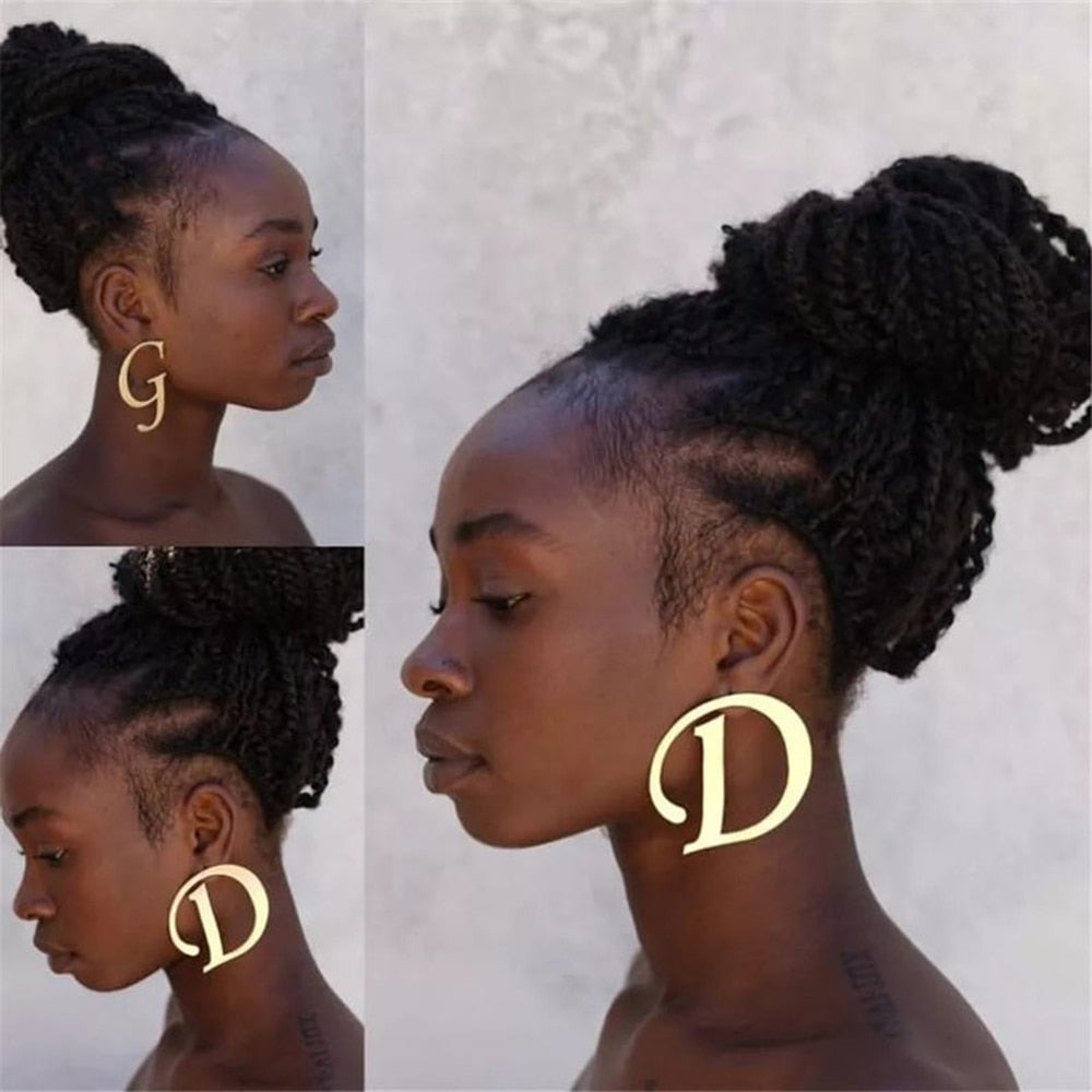 Earrings 2022 Trend Woman Large Letter Earring Custom Gold Silver  Stainless Steel Hoops Jewelry  Punk Girl Gift