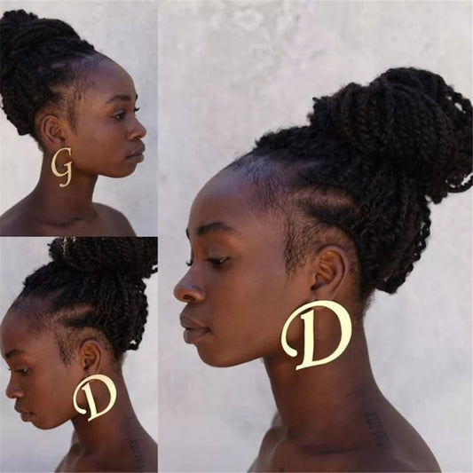 Earrings 2022 Trend Woman Large Letter Earring Custom Gold Silver  Stainless Steel Hoops Jewelry  Punk Girl Gift