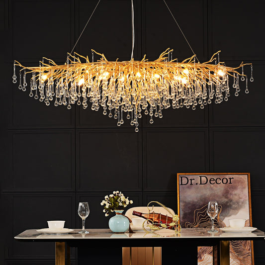 Nordic Luxury Crystal LED Chandelier LOFT Villa Large Lustre Ceiling Chandeliers for Living Room Hotel Home Lamp Indoor Lighting