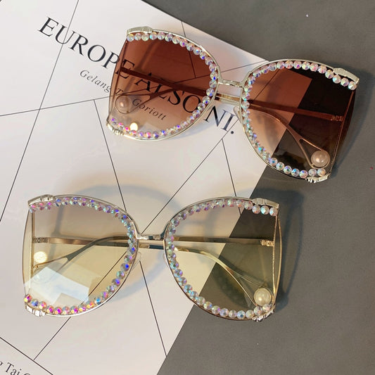2023 Sunglasses Women Oversized  Bling Diamond y2k Fashion Design Sun glasses Ladies Luxury Glasses Vintage Shades Bulk Oculos