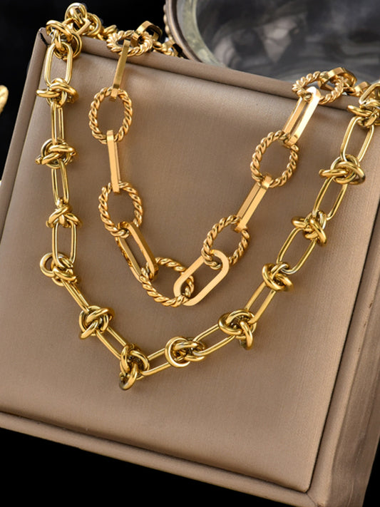 Bath Street Style Knotted Titanium Steel Exaggerated Punk Necklace