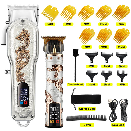 HIENA White Set Dragon Professional Hair Clipper Cordless Hair Trimmer For Men Shaver Hair Cutting Machine Barber Machin Beard