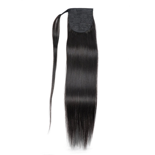 Gemlong 12"-28" Straight Ponytail Machine Made Magic Wrap Around Clip In Ponytail Remy Brazilian Human Hair Extension