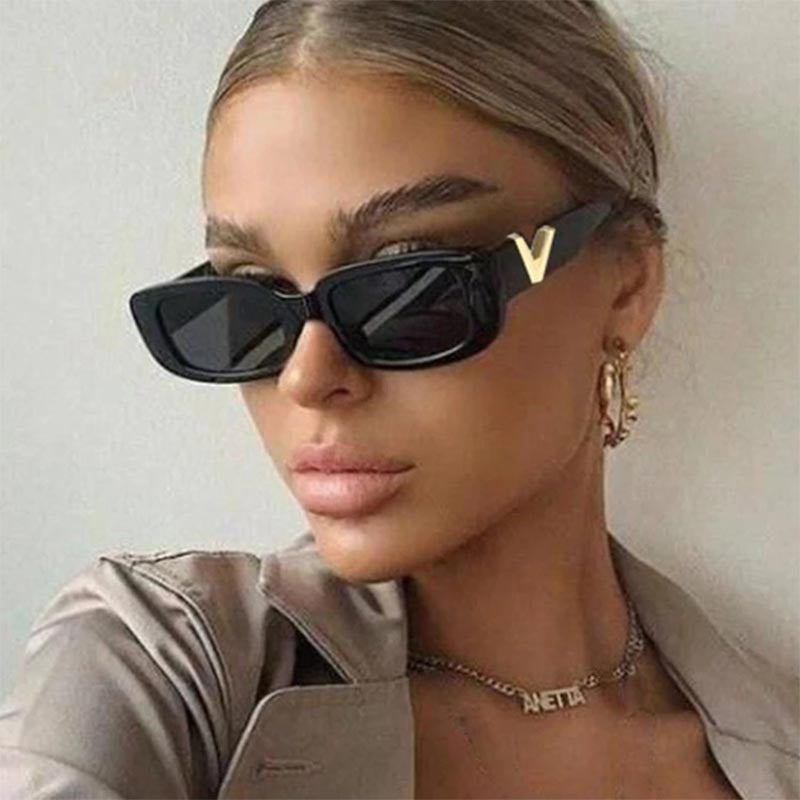 Retro Cat eyt Sunglasses Women 2023 Vintage Designer V Sun Glasses Men Fashion Rectangle Jelly Glasses Women lentes de sol mujer