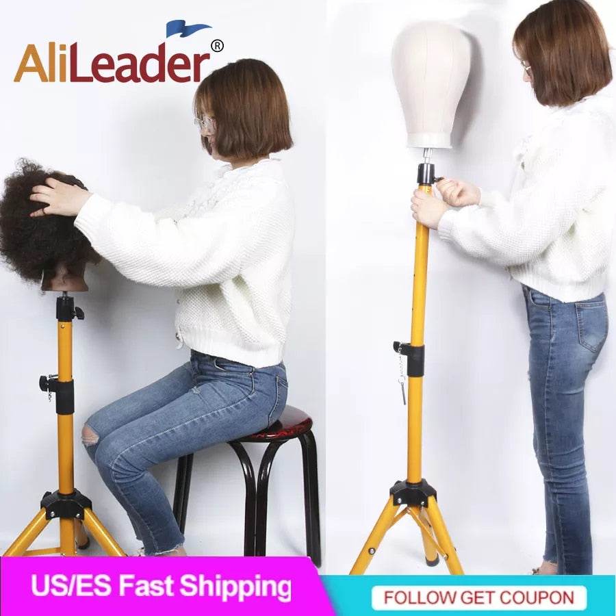 Alileader 2022 New Adjustable Mannequin Head Tripod Black Gold 125 Cm Canvas Mannequin Head Wig Stand Tripod Wig Making Kit штат