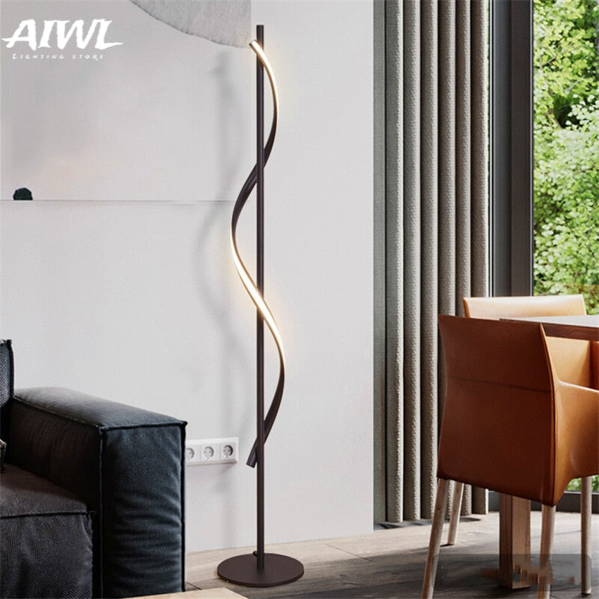 Nordic LED Spiral Floor Lamp Dimming Bedroom Living Room Restaurant Bedside Indoor Lighting Decorative Floor Lights Reading Lamp