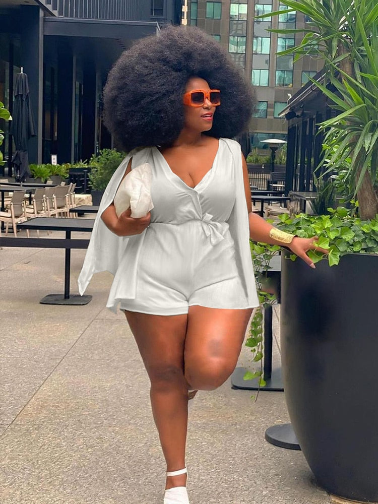 Plus Size Women Clothing Summer Transparent Sexy One Piece Outfits Jumpsuit Shorts Elegant Jumpsuit Wholesale Bulk Dropshipping