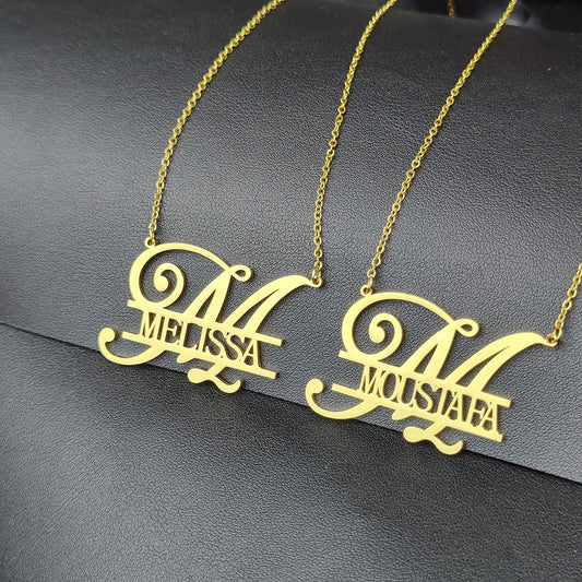 Custom Initial Letter Pendant Necklace Personalized Nameplate Stainless Steel Gold Color Chain Jewelry For Women Best Gift