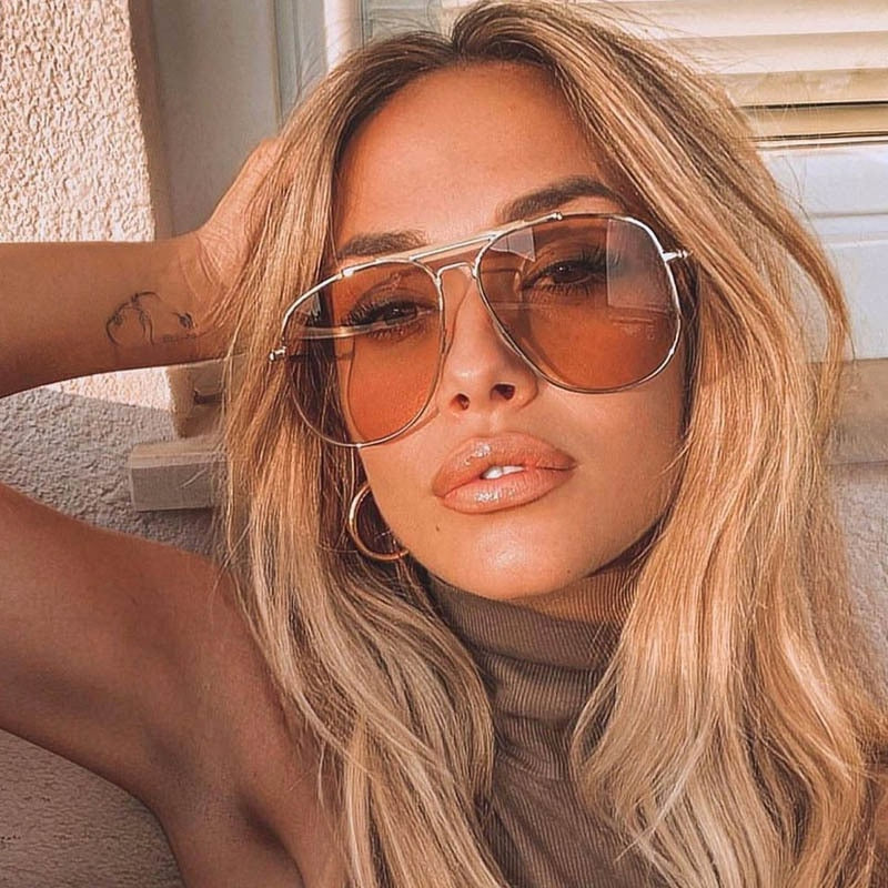 Unisex Pilot Sunglasses Women Men Luxury Double Beam Sun Glasses Men Vintage Driving Eyewear Ocean Lenses Shades zonnebril dame