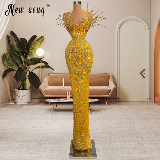 Sparkle Beading Luxury Party Gowns Backless Halter Sexy Formal Prom Dress 2023 Arabic Women Evening Dresses Mermaid Custom Made