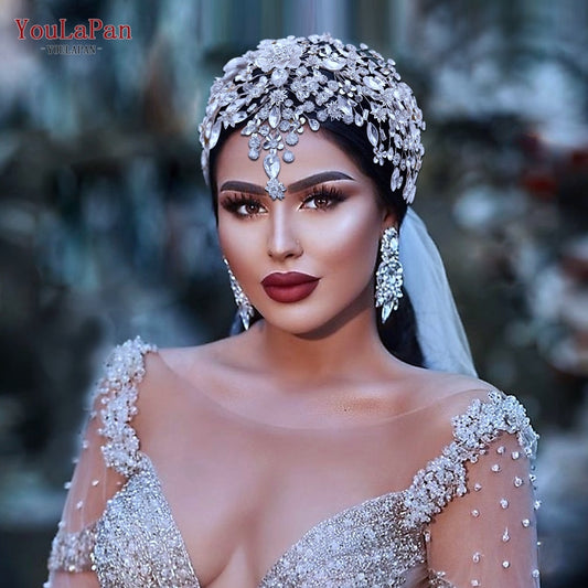 YouLaPan HP456 Fashion Bridal Hair Accessories Alloy Flower Wedding Crown Forehead Jewelry for Wedding Pageant Brides Headband