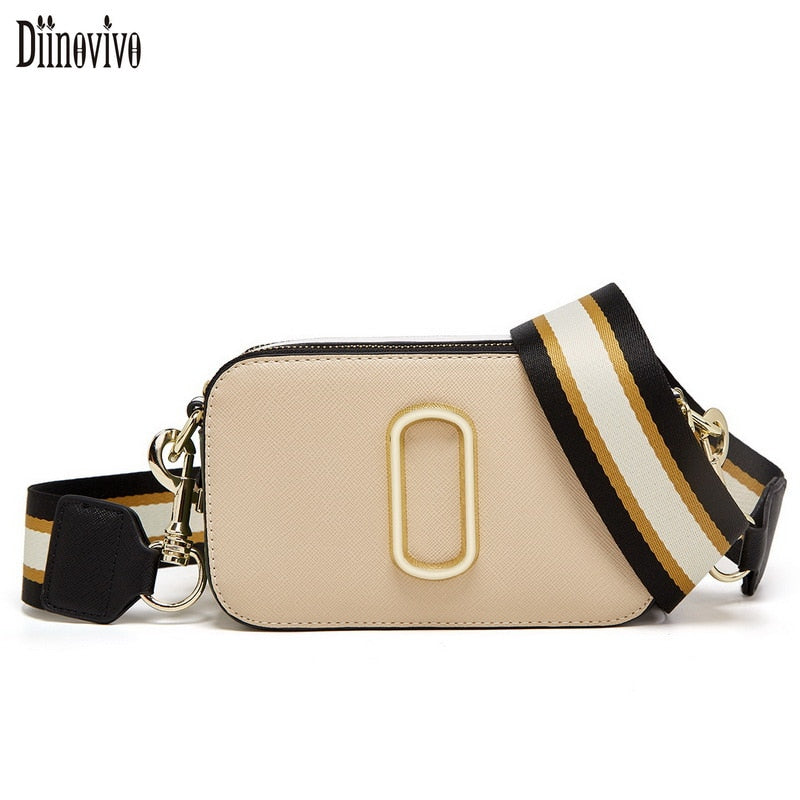 Diinovivo High Quality Square Bag For Women Crossbody Bag PU Leather Shoulder Bag Wide Strap Fashion Panelled Camera BagWHDV2411