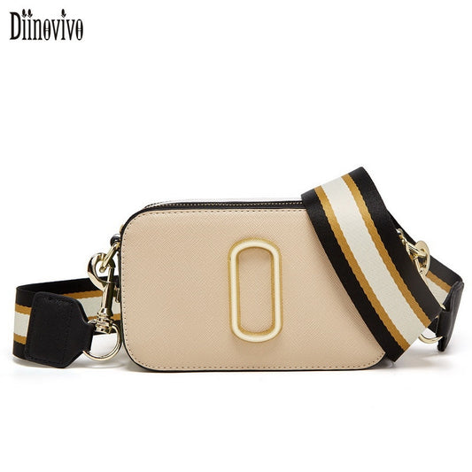 Diinovivo High Quality Square Bag For Women Crossbody Bag PU Leather Shoulder Bag Wide Strap Fashion Panelled Camera BagWHDV2411