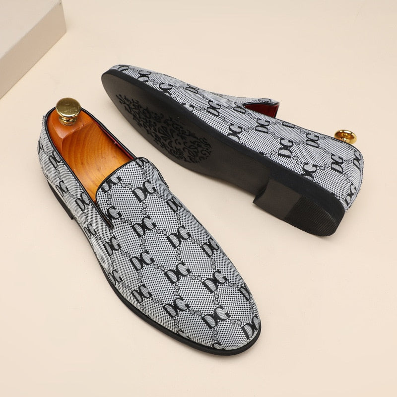 Loafers Men Shoes Personality Letter Canvas Breathable Round Toe Slip-on Classic Business Casual Party Daily Dress Shoes CP330