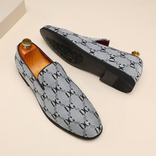 Loafers Men Shoes Personality Letter Canvas Breathable Round Toe Slip-on Classic Business Casual Party Daily Dress Shoes CP330