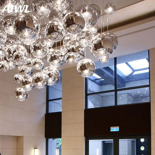 Nordic Minimalism Led Pendant Lights Silver Round Ball Pendant Lamps for Living Room Kitchen Luminaire Restaurant Indoor Light