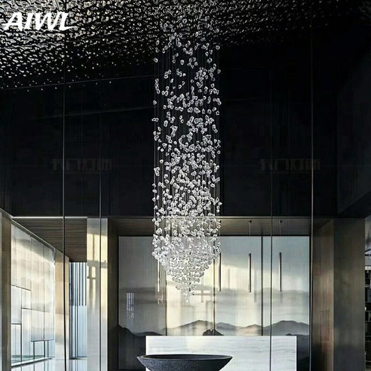 Modern LOFT Luxury Crystal Chandelier Indoor Lighting Nordic Staircase Led Chandeliers Fixtures Long Hallway Lobby Ceiling Lamp